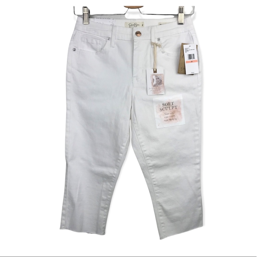 Jessica Simpson Women's Adored High Rise Slim Knicker White Raw Hem